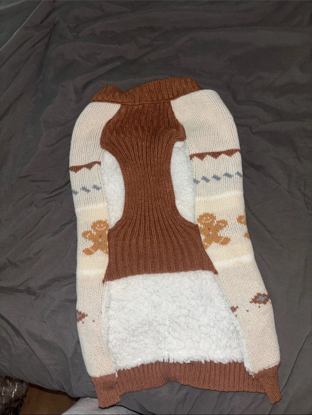 Cozy Brown & Cream Knit Dog Cardigan Sweater